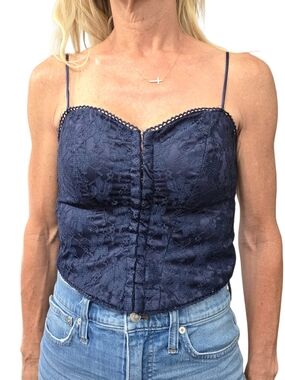 Beverly and Beck Navy Lace Corset Bustier Top Size S